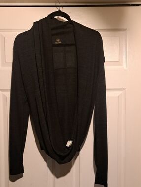 Balance Collection Black Draped Open-Front Cardigan Comfortable sleek versatile